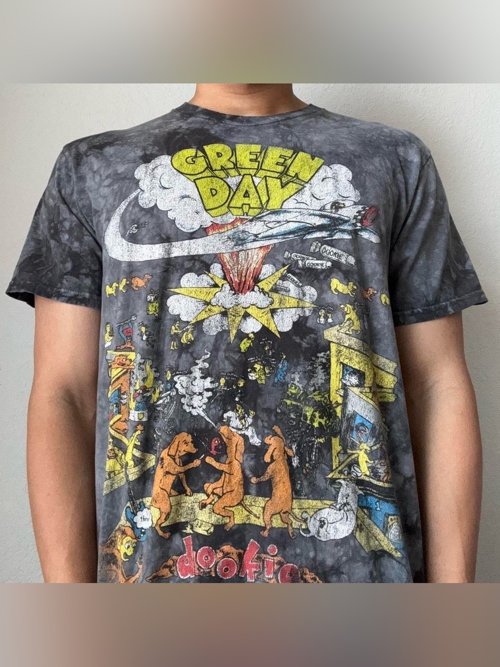 Vintage 2000s Green Day Dookie Band Graphics Black Tee Shirt